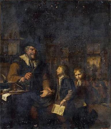 Krzysztof Lubieniecki Bachelor punishing two pupils. oil painting image